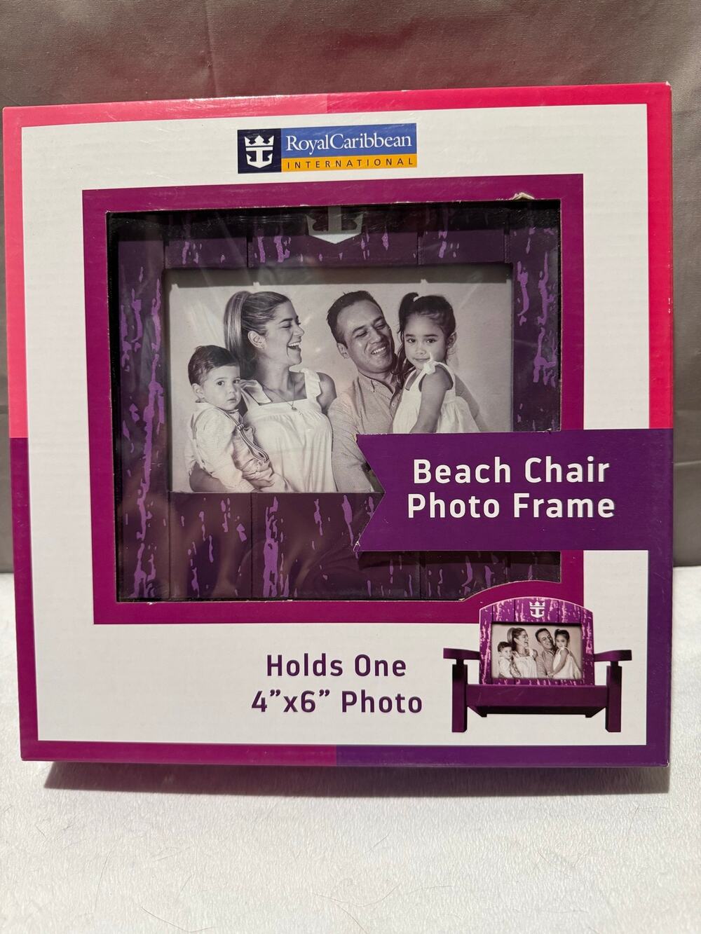 Royal Caribbean International Purple Beach Chair 4x6 Photo Frame, NIB